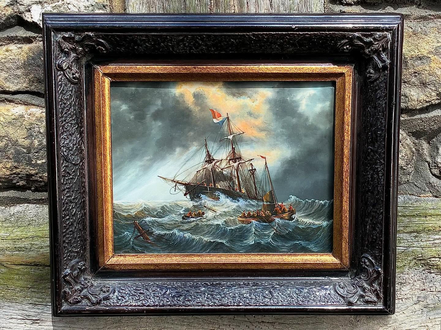 Set of four early 20th century oil on board paintings.