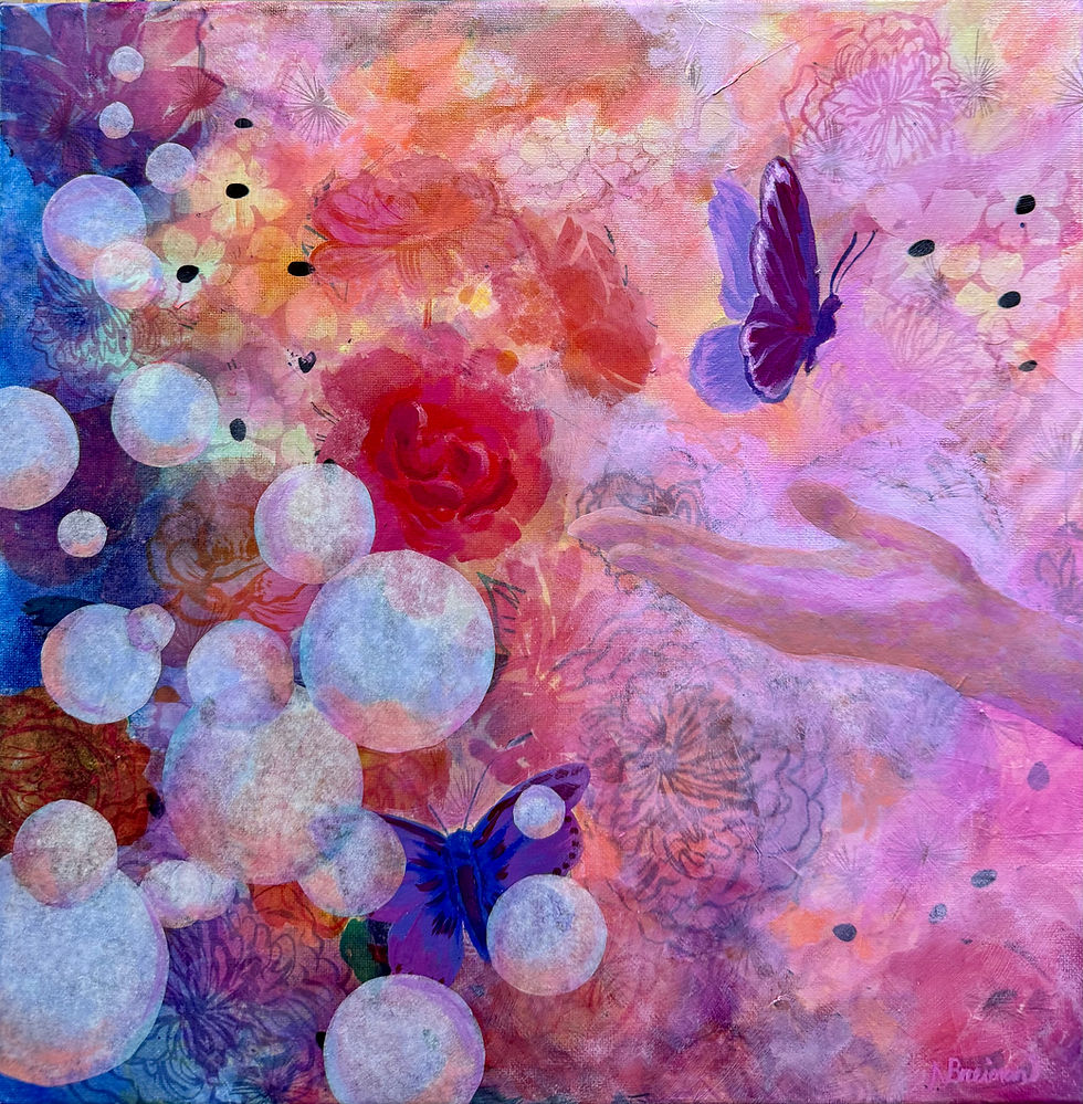 bling, baubles, cosmo, reaching hand, heavenly, pink, blue