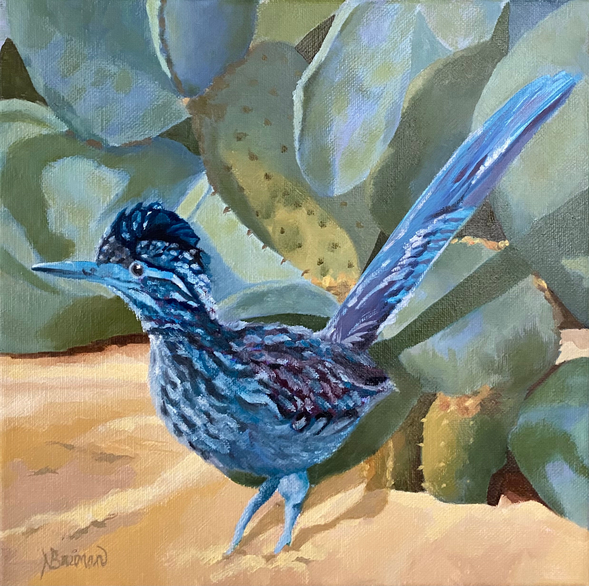 desert, roadrunner, monochrome blue