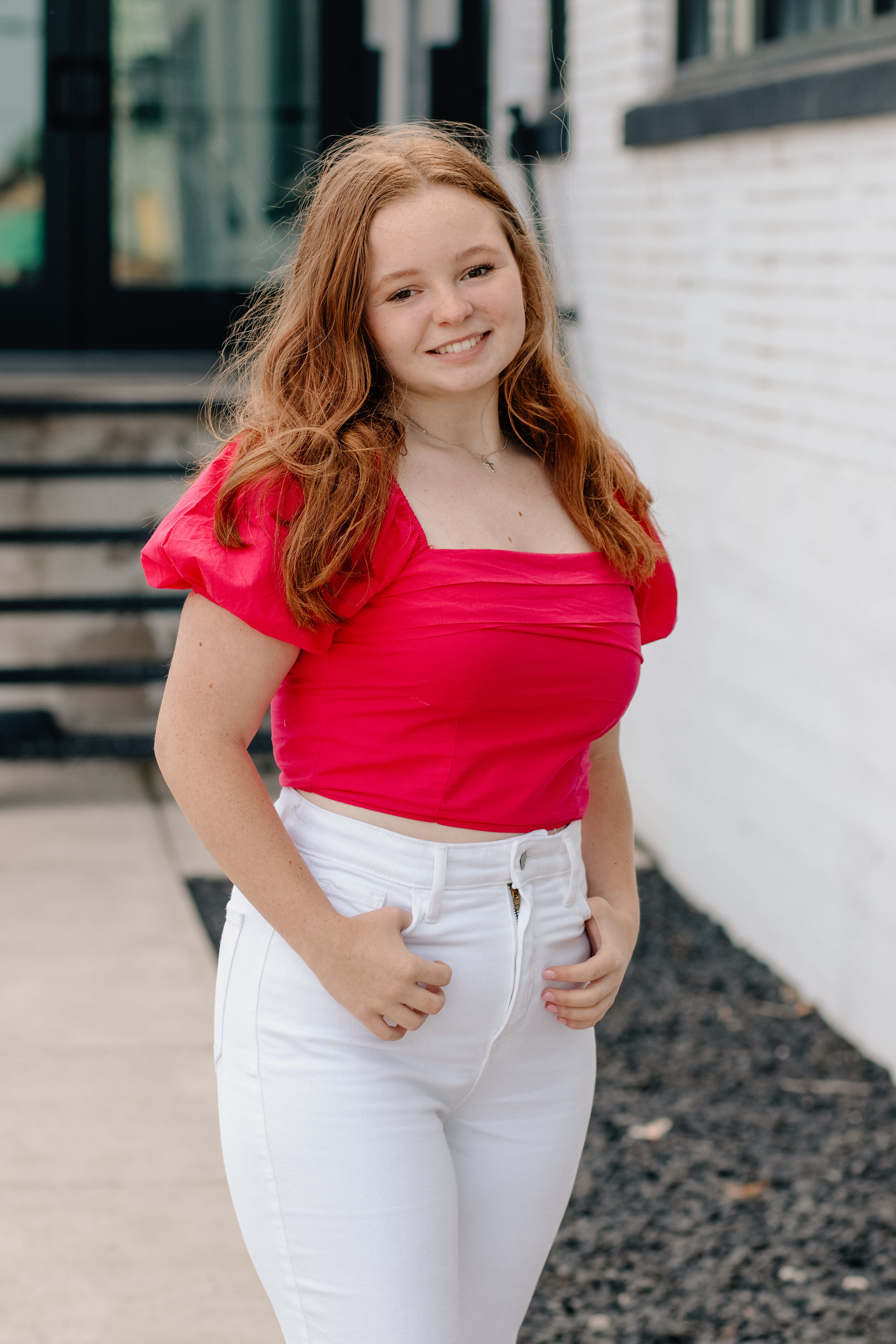 Senior portraits at an industrial building in downtown Syracuse