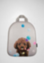Dog and balls - printed on taupe children backpack