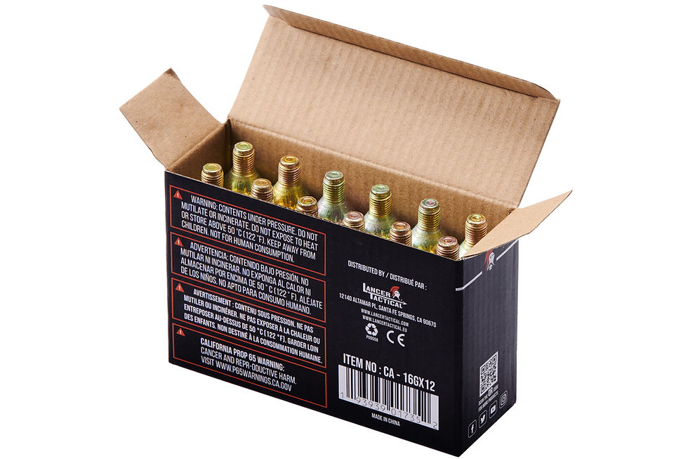 Thumbnail: High Pressure 16 Gram CO2 Cartridges for Airsoft / Airguns 12x