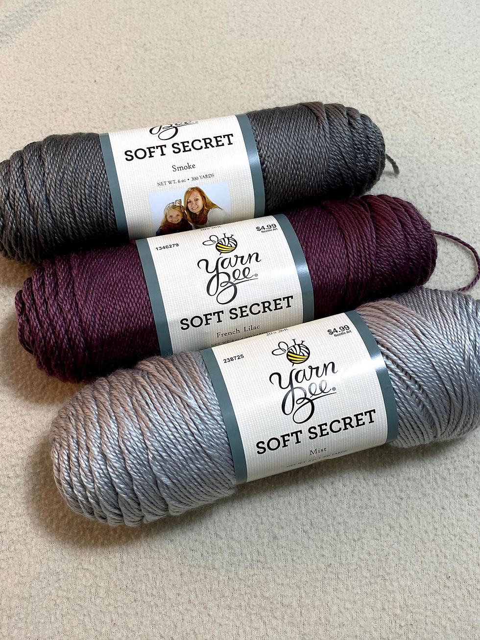 Purple Dark Gray and Light Gray yarn
