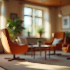 Blurred living room for a recovery assessment session.