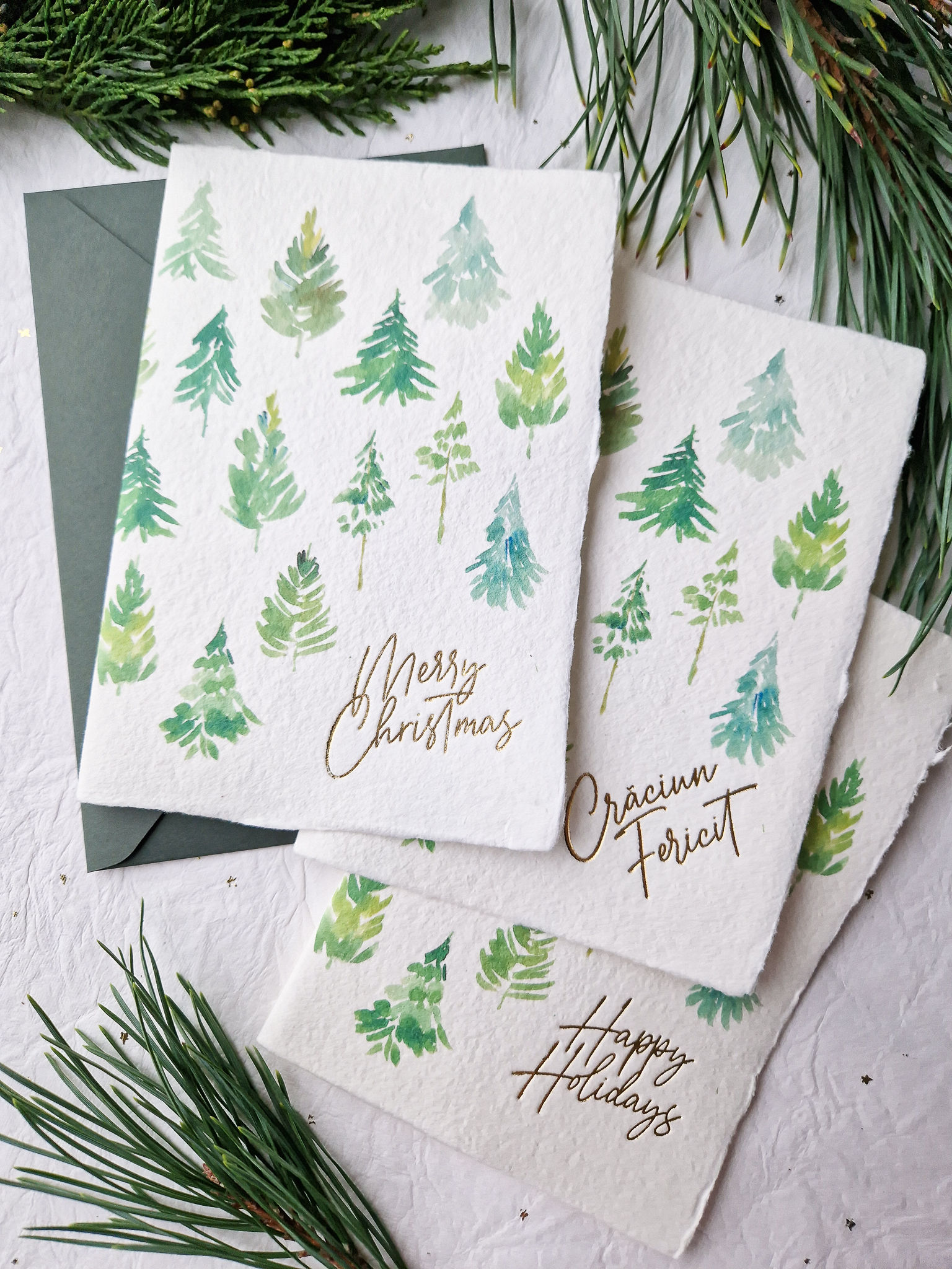 Christmas Trees - Handmade Paper