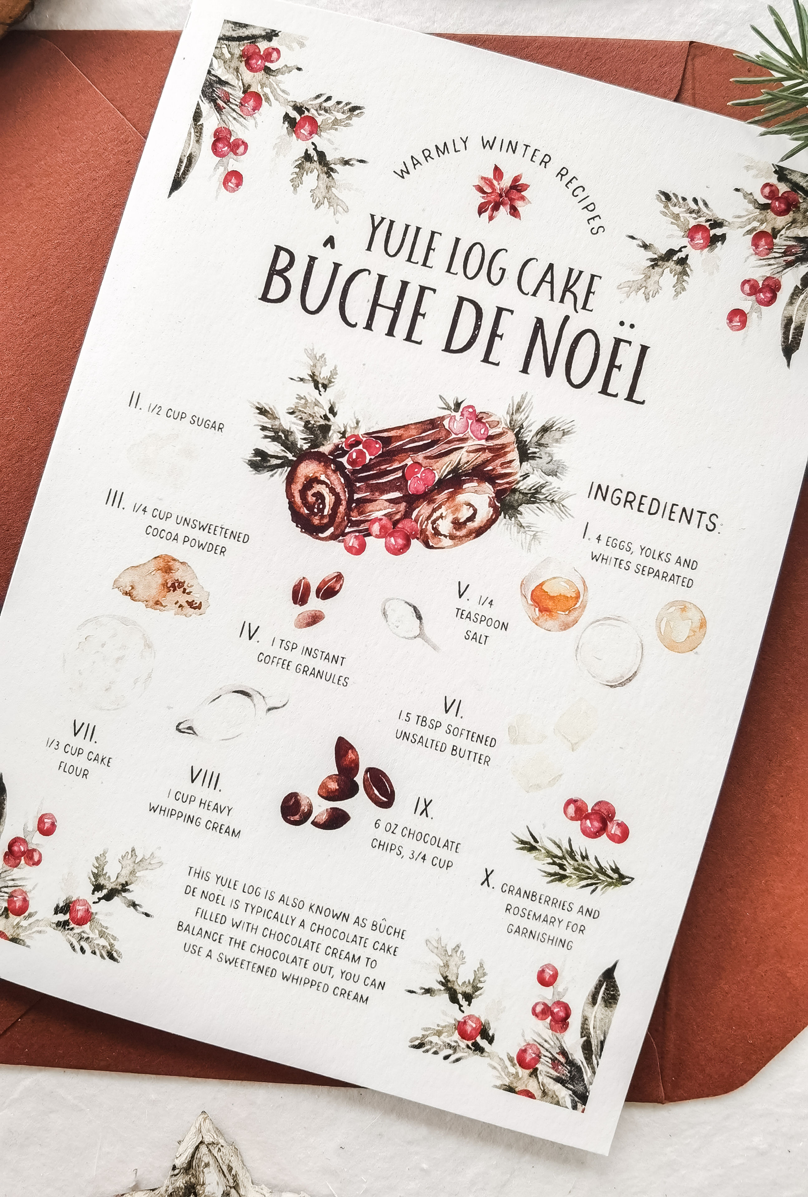 Bûche De Noël - Christmas Recipes - Christmas Card