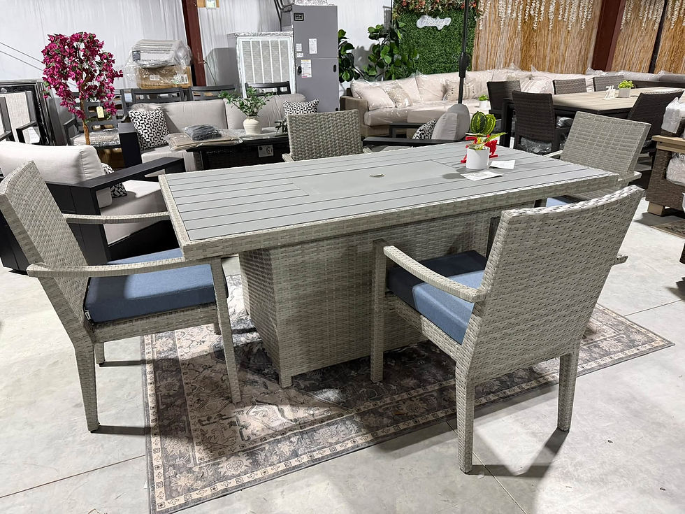 Thumbnail: Abbyson Furniture 5 Piece Outdoor Fire Table Dining Set