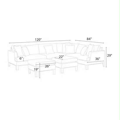 Thumbnail: Portofino® Sling 6 Piece Sunbrella® Outdoor Sectional - Beige Fennel
