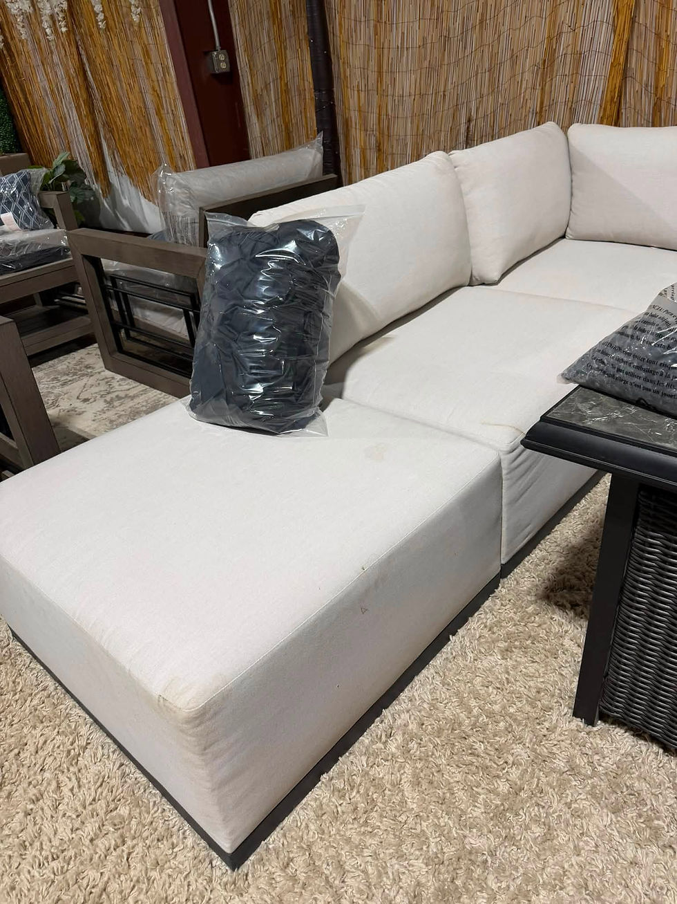 Thumbnail: Henredon 5 Piece Outdoor Patio Modular Sectional With Aluminum Fire Table