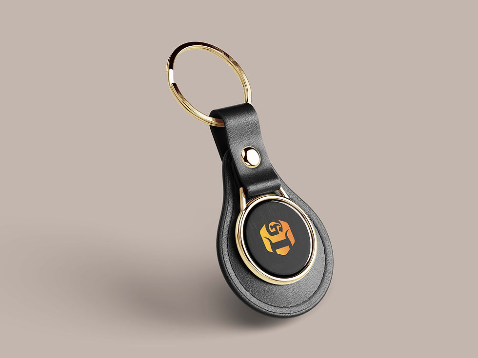 Black keychain with logo