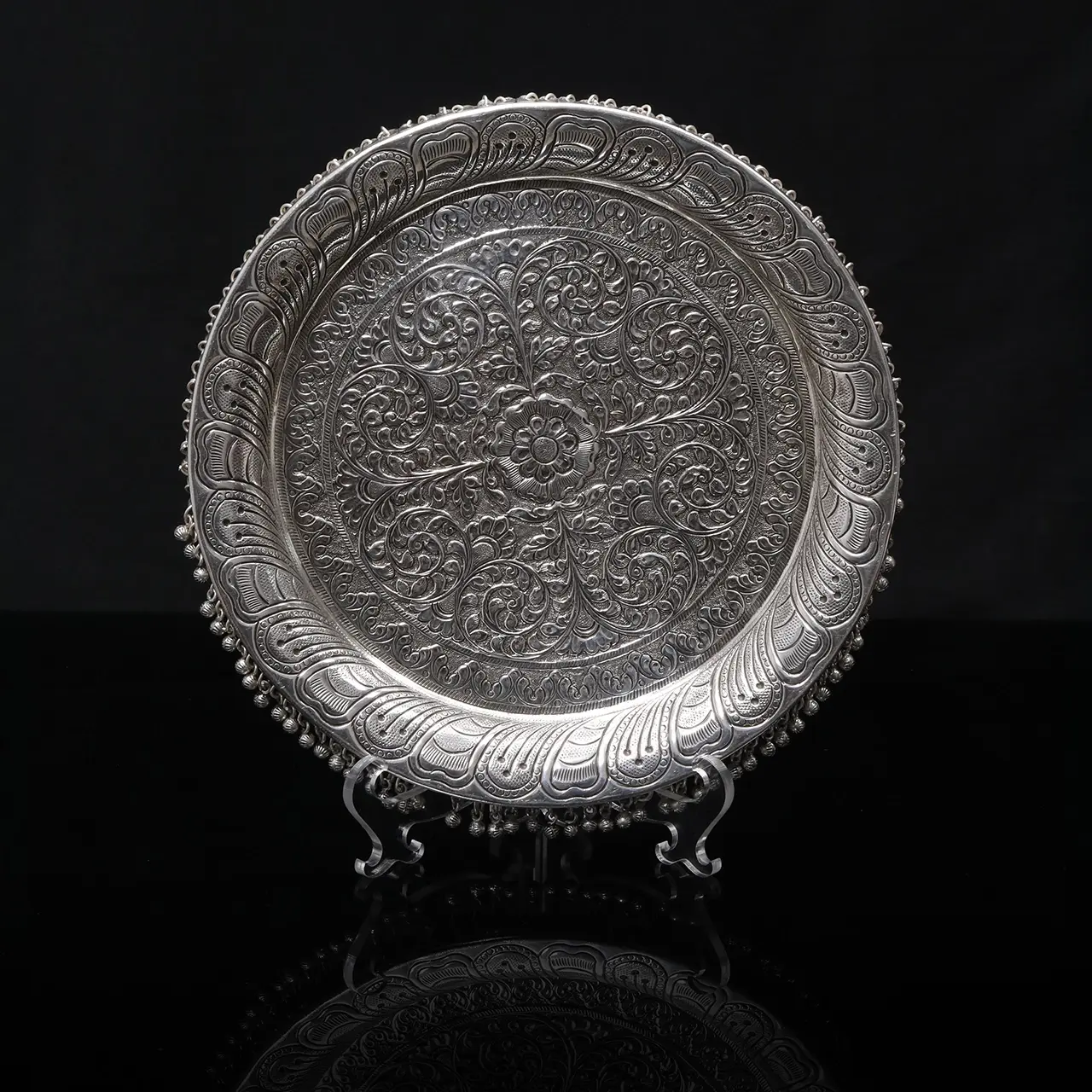 Heritage Floral Engraved Silver Plate