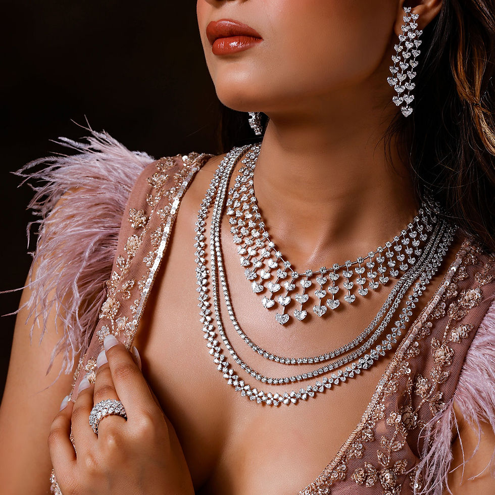 Thumbnail: Heart Diamond Necklace & Bracelet Set