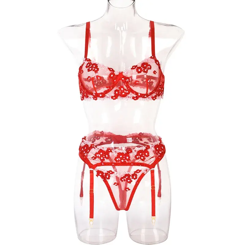 Thumbnail: Floral Embroidery Lace Sexy Lingerie Set  Bra Brief Sets Fashion LadiesLingerie