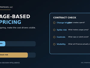 Usage-based AI pricing contract checklist for enterprise cost triggers, spike risk, controls, and finance visibility