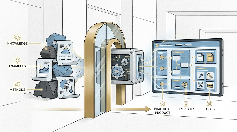 Professional expertise, methods, and examples transformed into a practical digital product with usable tools.