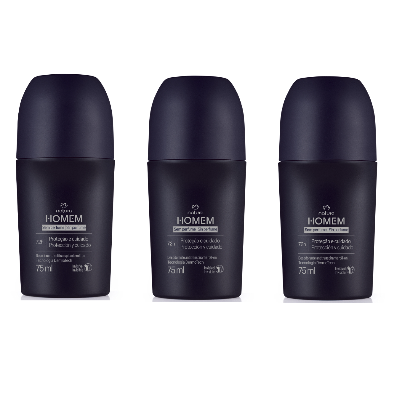 Natura Homem Sem Perfume - Kit de 3, 6 ou 12 Desodorantes Roll-On Masculino 75Ml