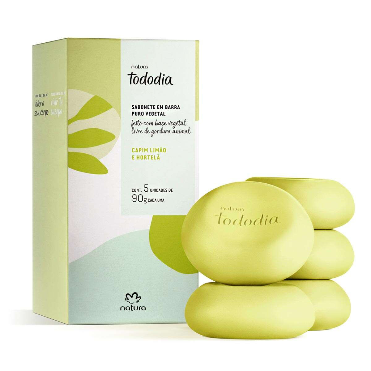 Natura - Tododia - Capim Limao e Hortela - Kit de Sabonetes em Barra (5 x 90Gr)