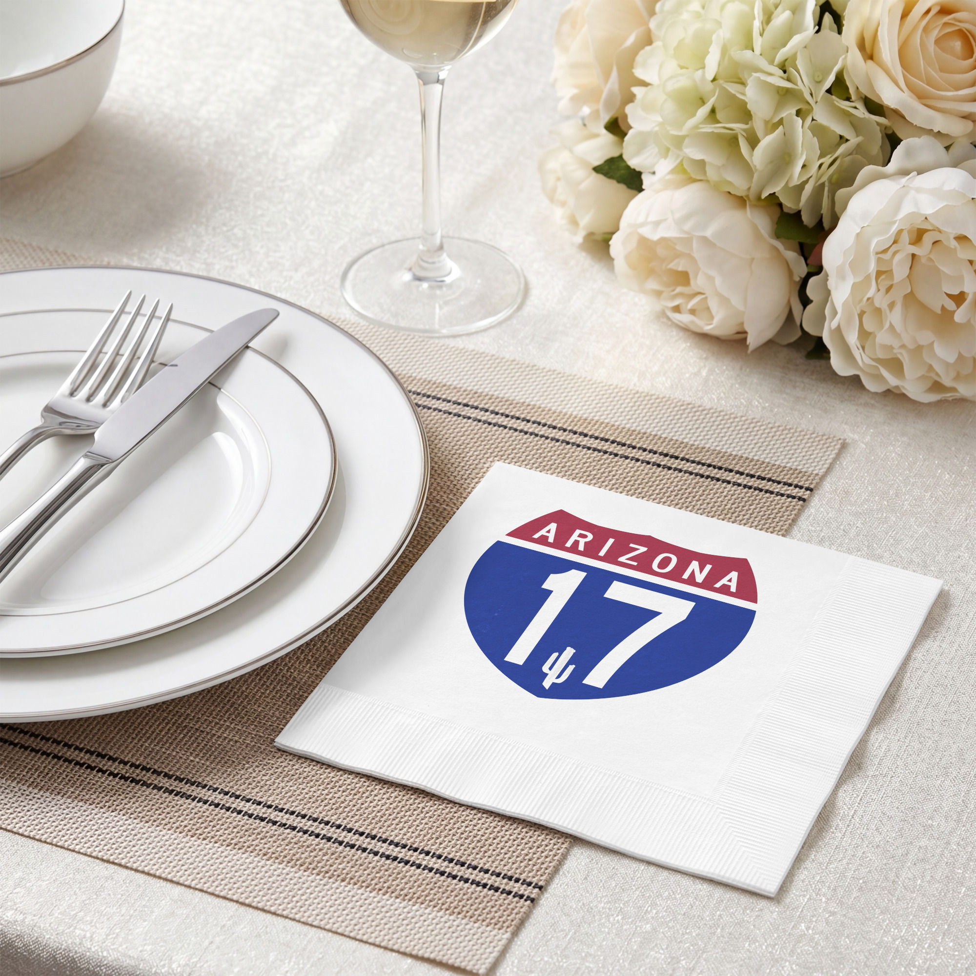 Arizona 17 White Coined Napkins