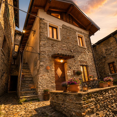 Stone and wood house in Verginate, Lake Como