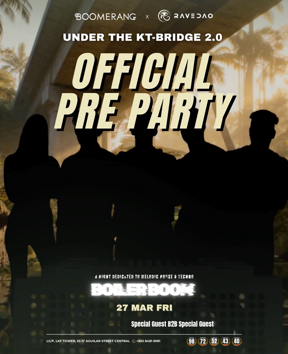 [27/3] 【UNDER THE KT-BRIDGE 2.0 Pre Party——官方預熱派對】 @ Boomerang