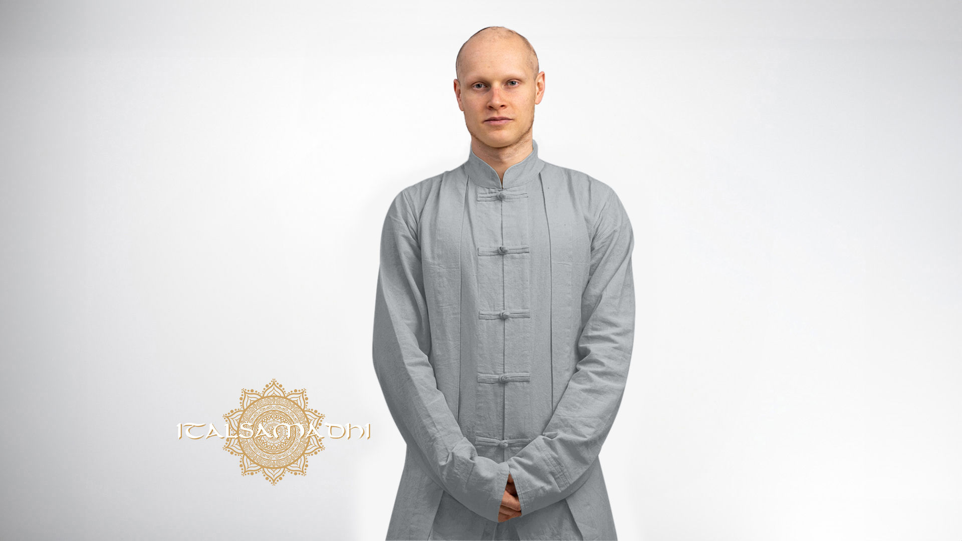 Men's Cotton Jacket Frog Button Kung Fu Tai Chi Zen Robes Shaolin Grey