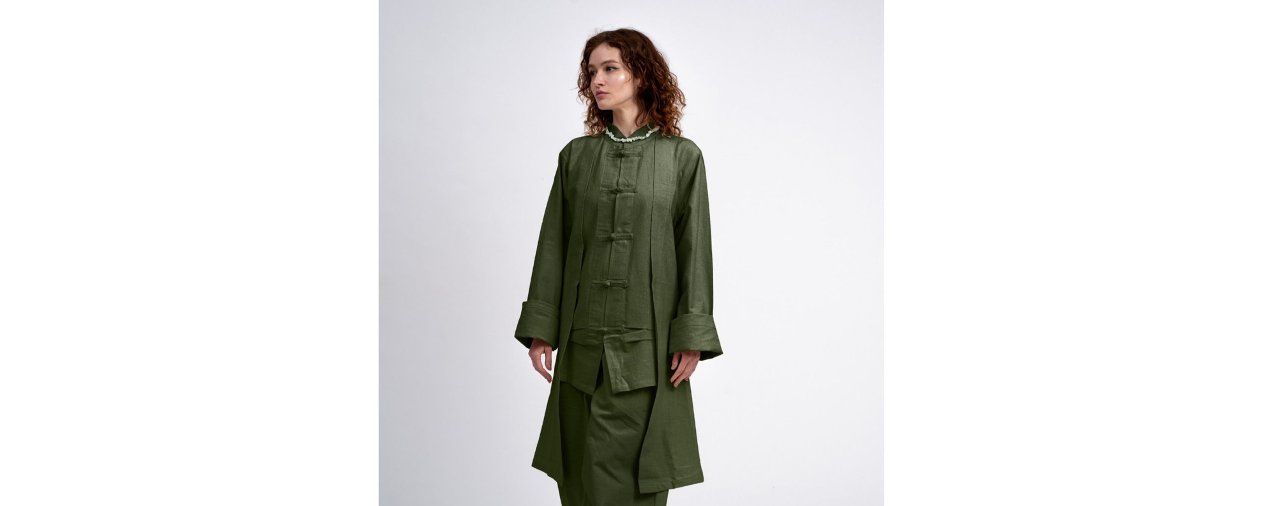 Women's Cotton Jacket Frog Button Kung Fu Tai Chi Zen Robes Shaolin Green