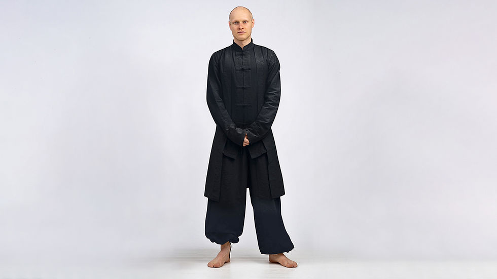 Thumbnail: Men's Jacket Frog Button Kung Fu Tai Chi Zen Robes Shaolin Martial Art Black