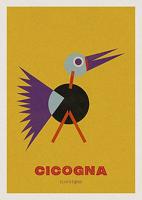 Stork with a yellow background Illustration