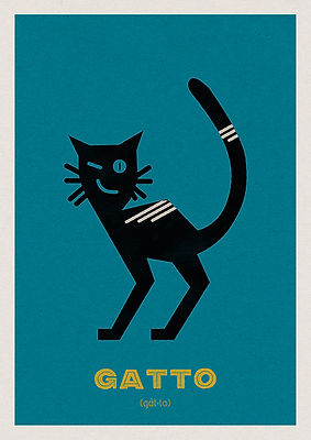 Cat with a blue background illustration