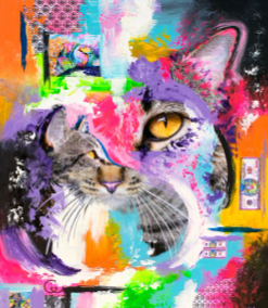 Creative mix of multimedia art elements and collage