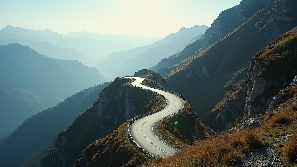 High angle view of a winding mountain road