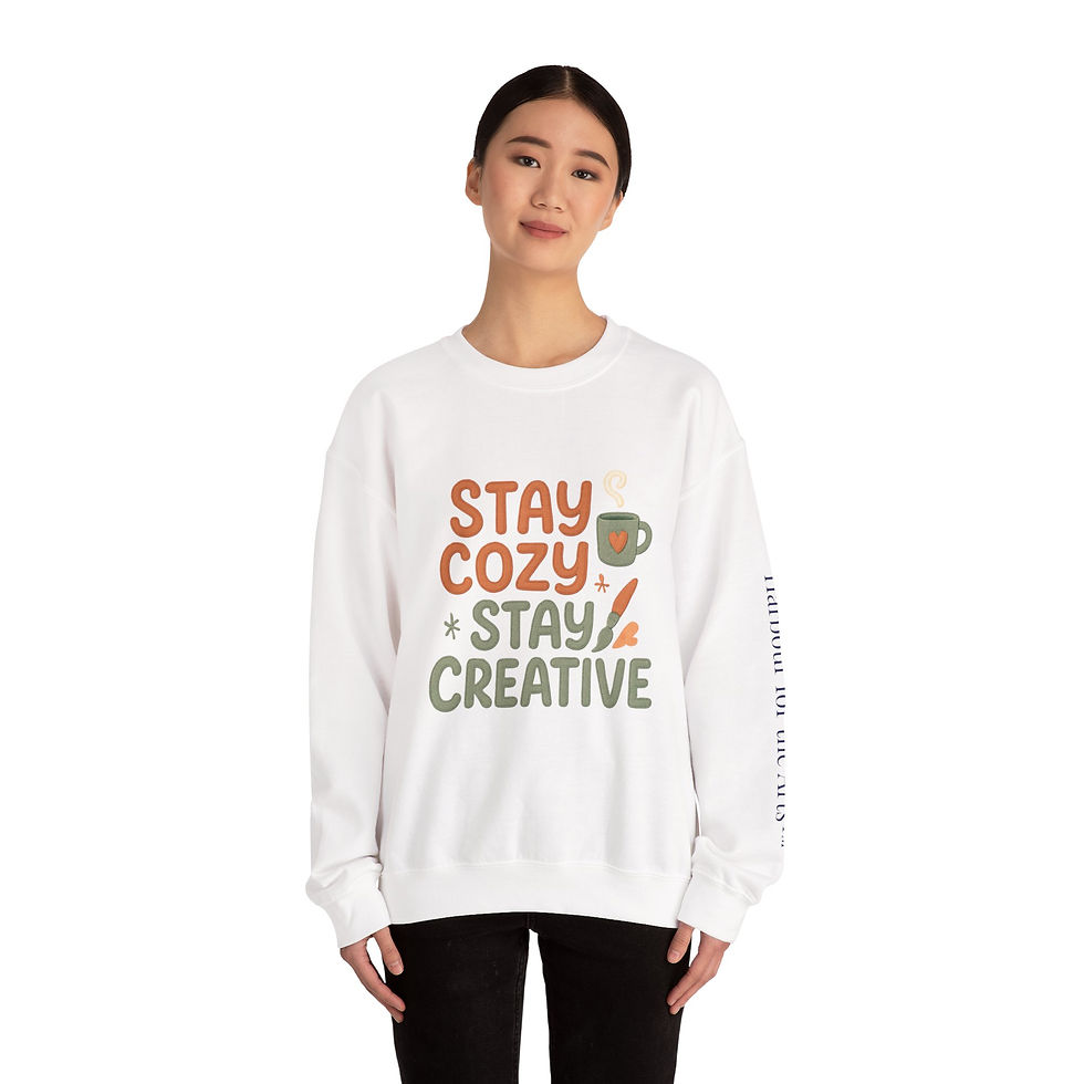 Miniatura: Stay Cozy Stay Creative Sweatshirt — Cozy Fall Graphic Crewneck