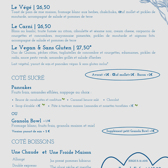 Nouvelle carte des brunchs