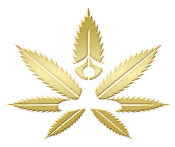 marijuana leaf with meditation guy