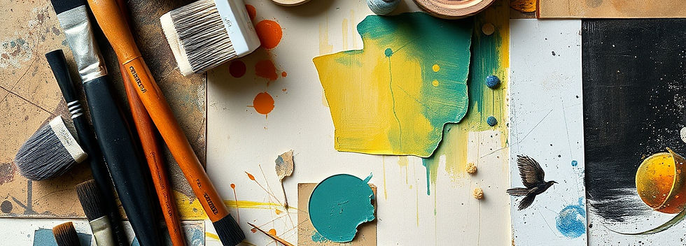 a collage of fine arts painting supplies