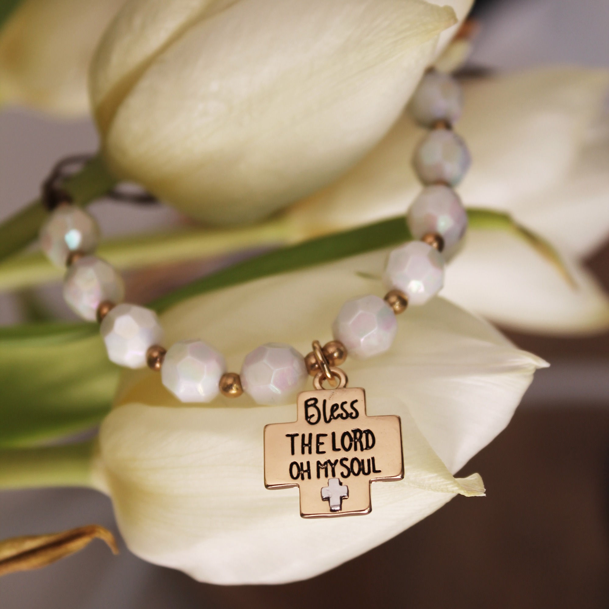 Religious Charm Beaded Bracelet