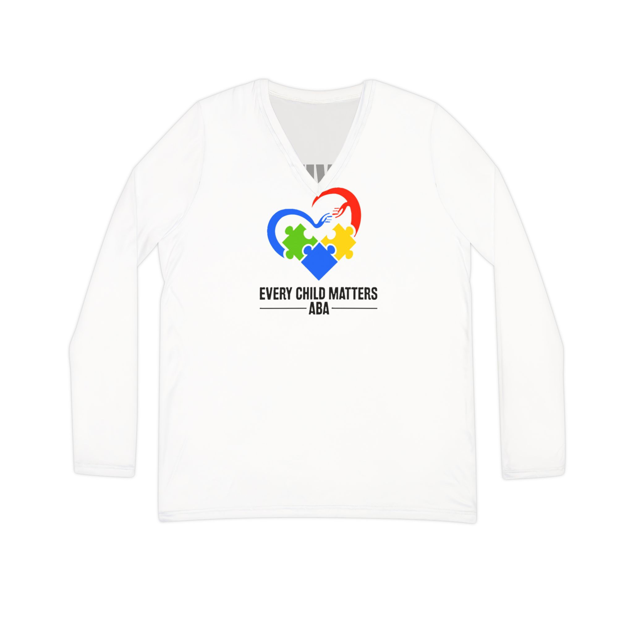 ECM Progress With Purpose Women’s Long Sleeve V-Neck — White AOP
