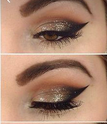 maquillage fête paillette doré eyeliner fard à paupières