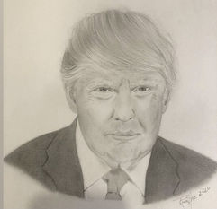 Pencil sketch portrait of Donald Trump