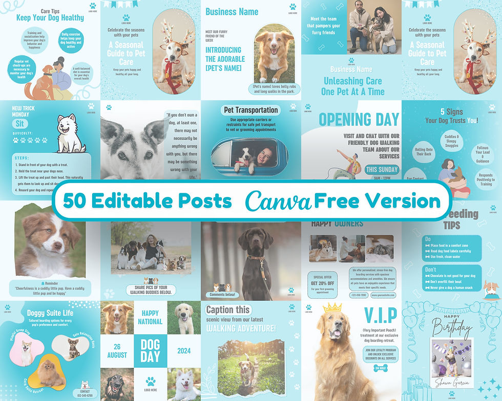 Thumbnail: 100 Pet Business Social Media Matching Posts and Stories (Blue)