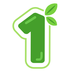 Green number one with leaves