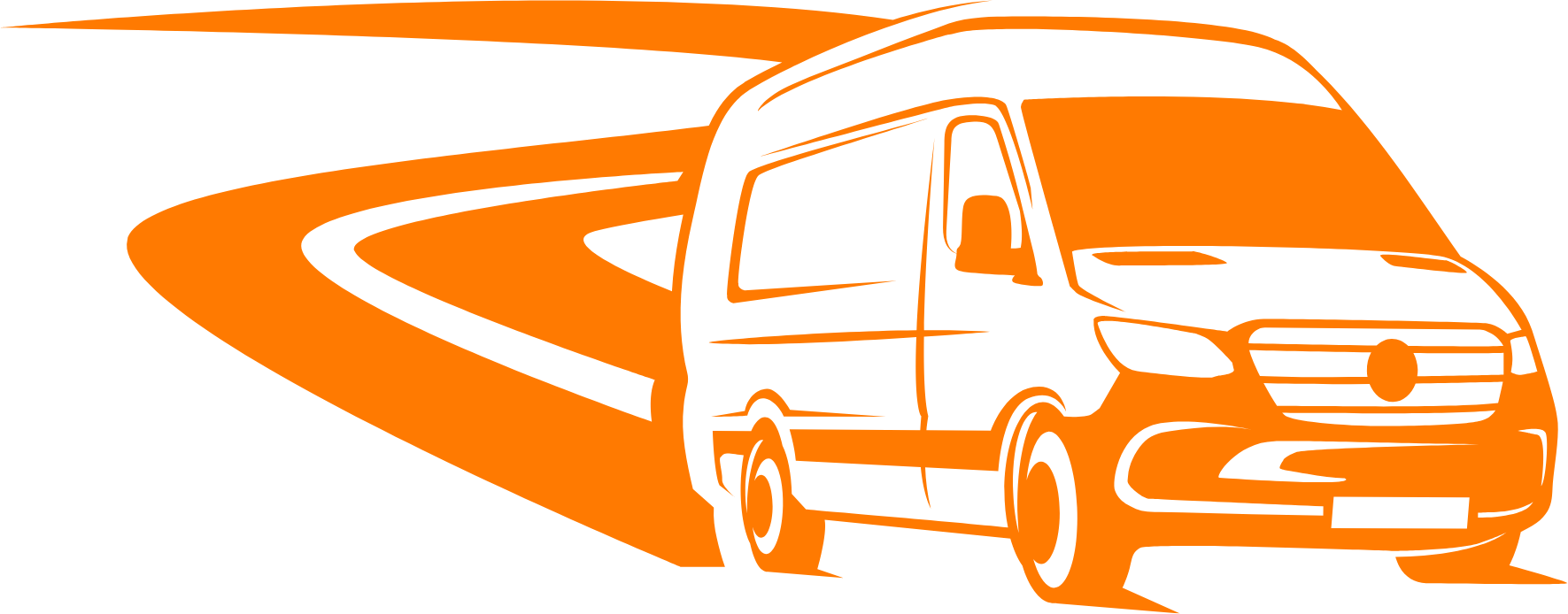 Abstract orange shape on black background, representing a curved path.