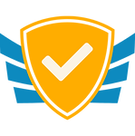 Orange badge with a check mark in the middle and blue lines behind the badge demonstrating proven pest control experience