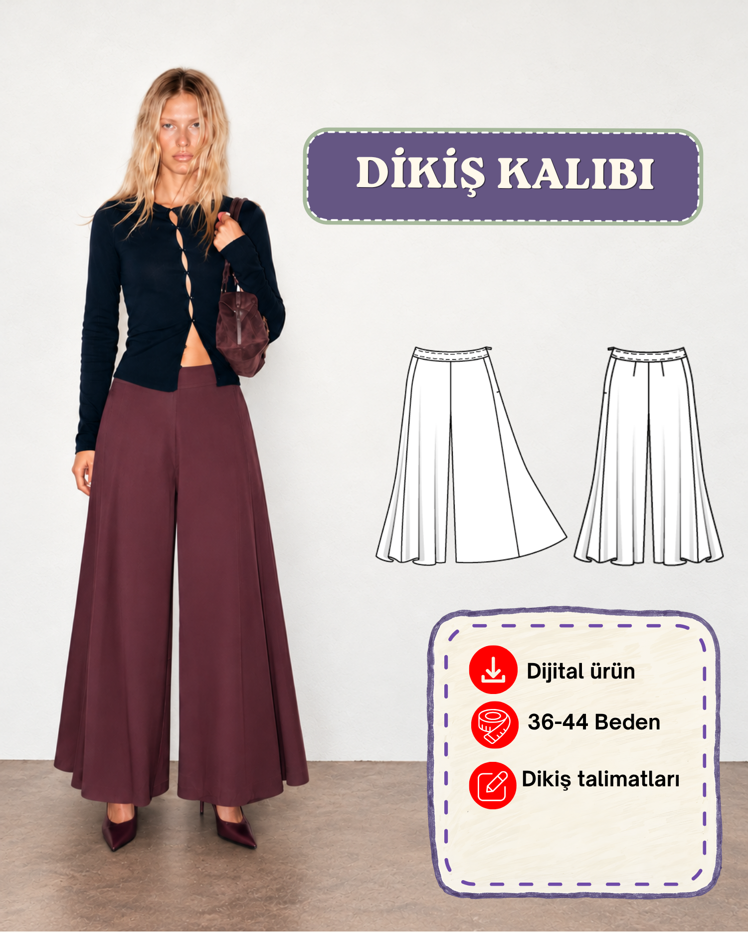 Pantolon etek PDF dikiş kalıbı