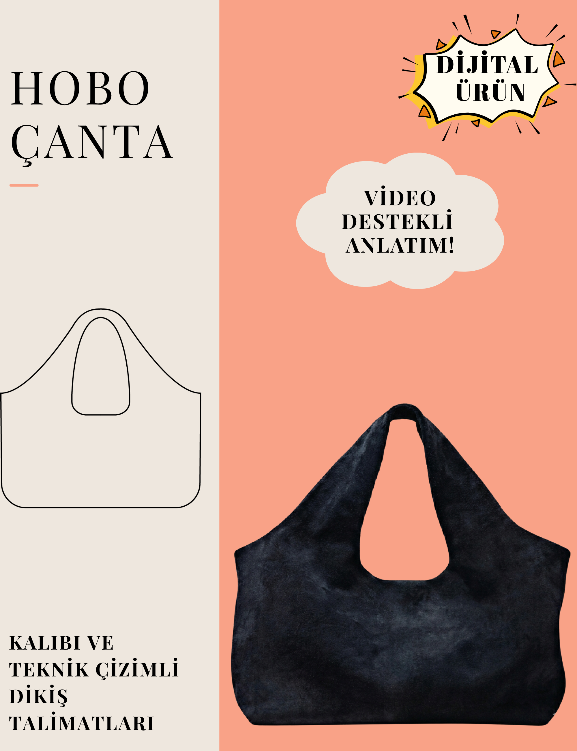 Modern Hobo Çanta Kalıbı