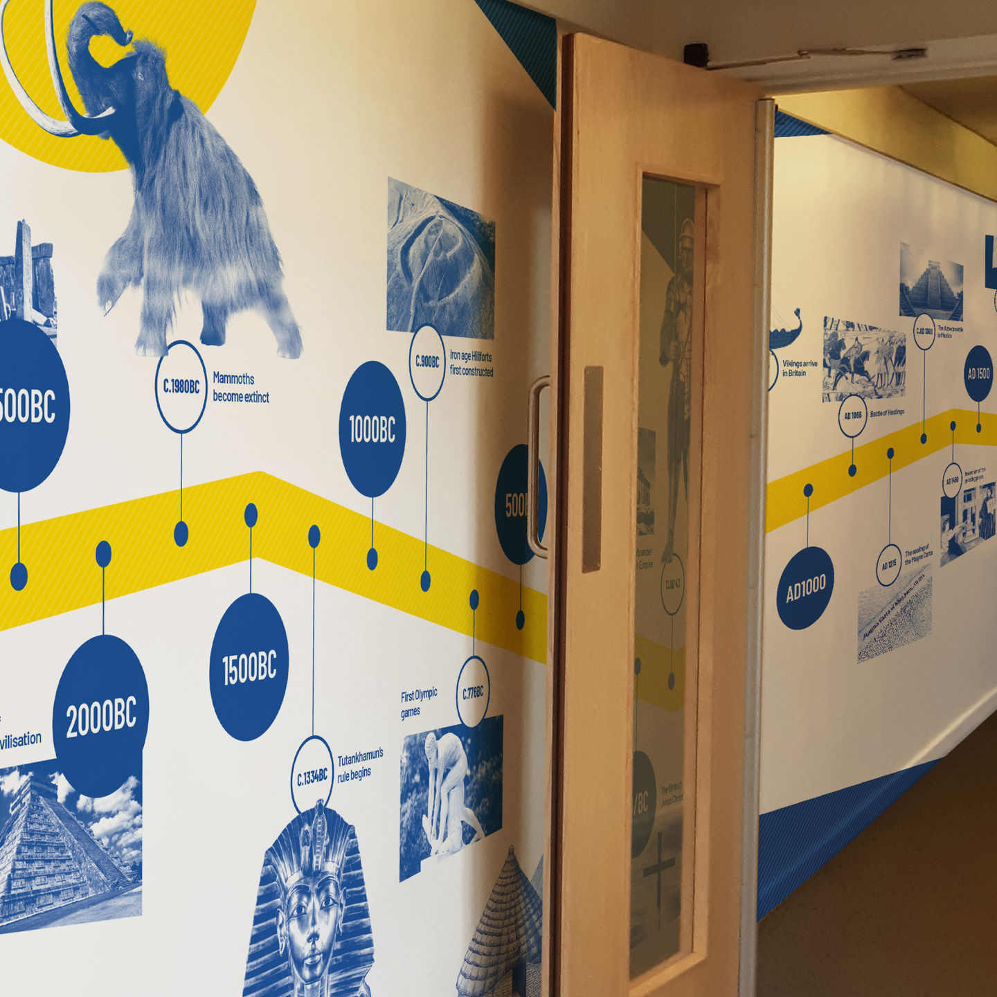 Wall graphic - long and high featured in a school corridor