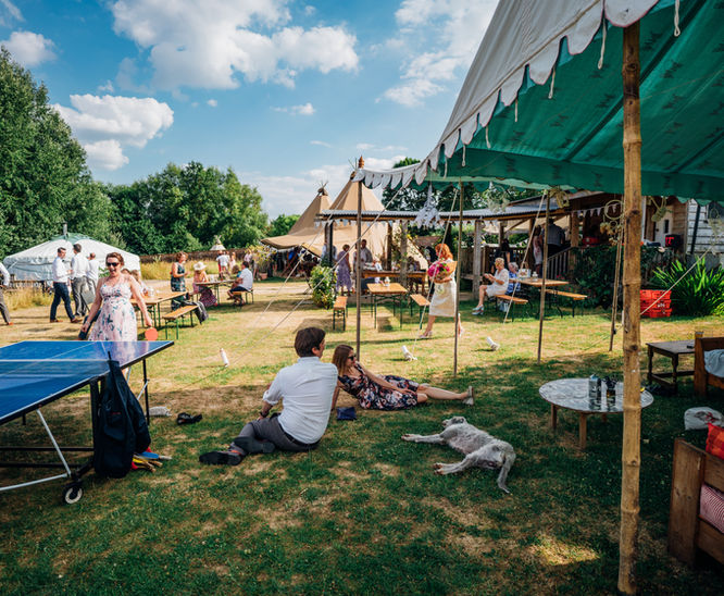 view of a festival style wedding celebration at taltonlodge