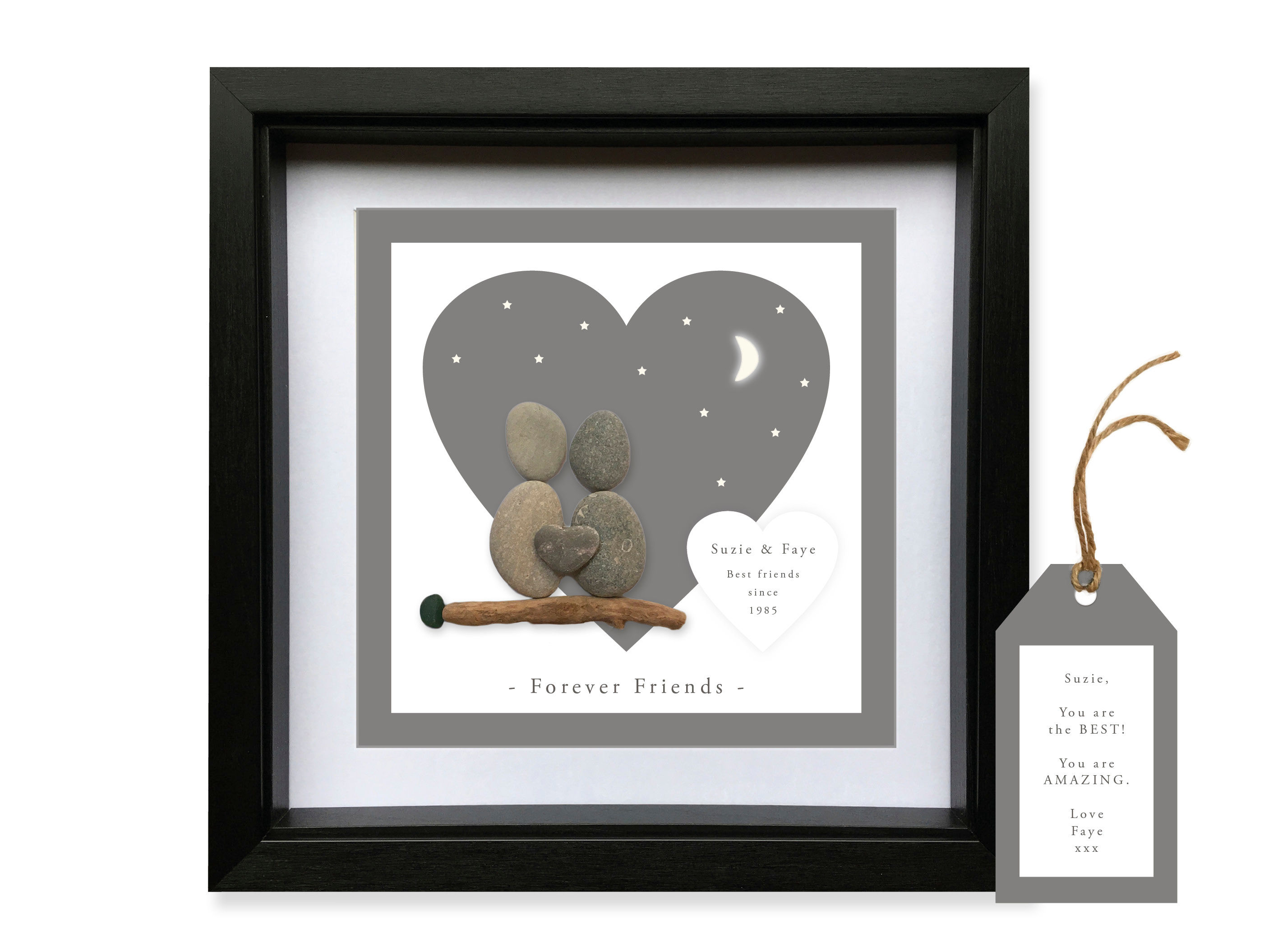 LOVE HEART Occasion - Personalised Pebble Art Picture