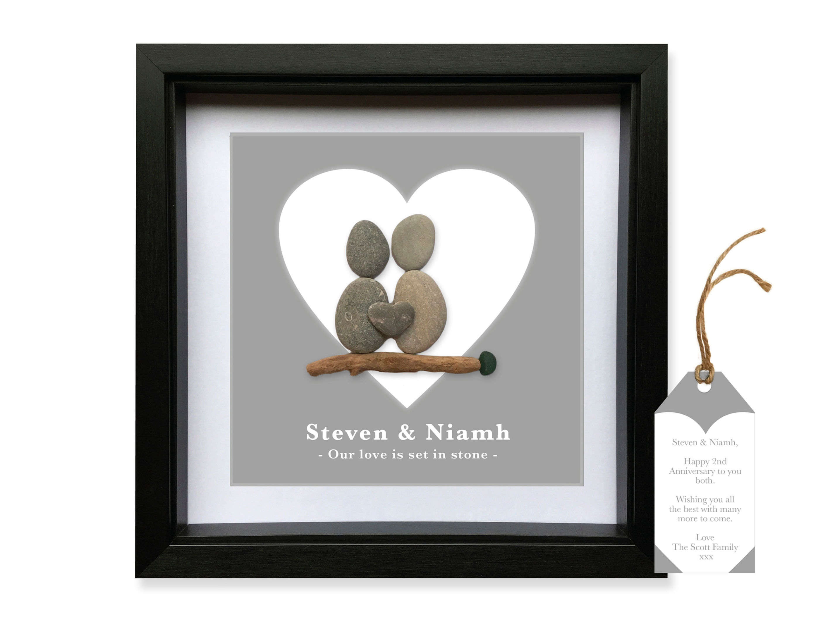 Love set in Stone - Personalised Pebble Art Picture