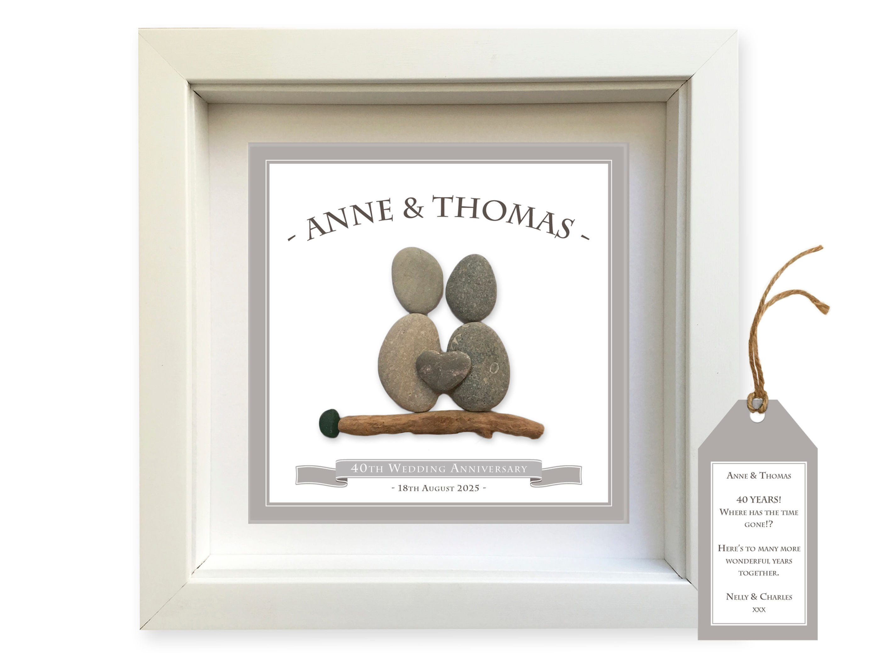 Wedding Anniversary. Any year - Personalised Pebble Art Picture